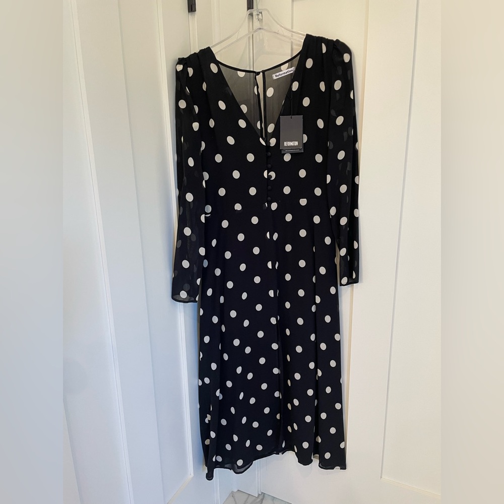 NWT Reformation Polka Dots dress Size 8